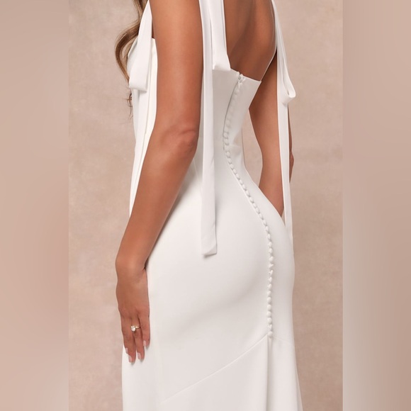 Lulus Splendid Love White Bustier Tie-Strap Mermaid Maxi Dress - Picture 4 of 5
